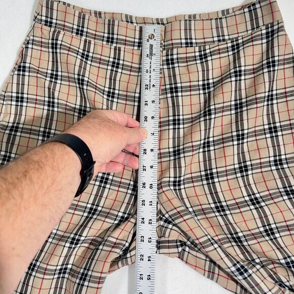 Nasty Gal Collection Pants Woman's 10 Tan Black Red Check Cuffed Legs - Picture 5 of 11